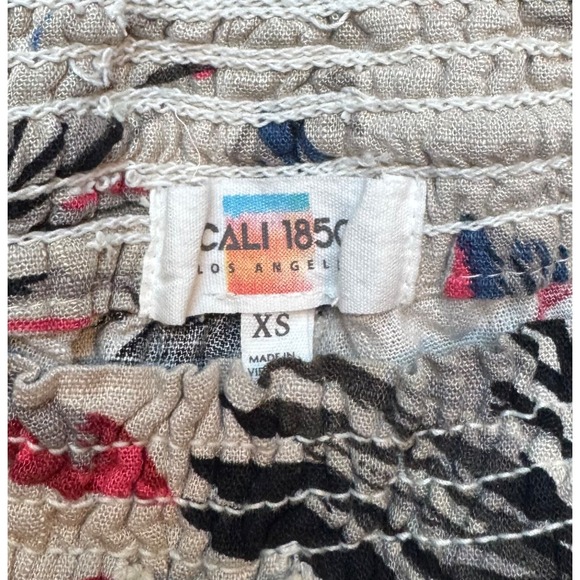 Cali 1850 Los Angeles Floral Tropic Wide Leg Linen Blend Pants Stretch Resort XS - Picture 4 of 4